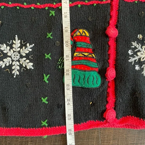 Vintage Cherokee Size Medium Christmas Holiday Winter Ugly Sweater‎ Embroidered - Picture 8 of 9